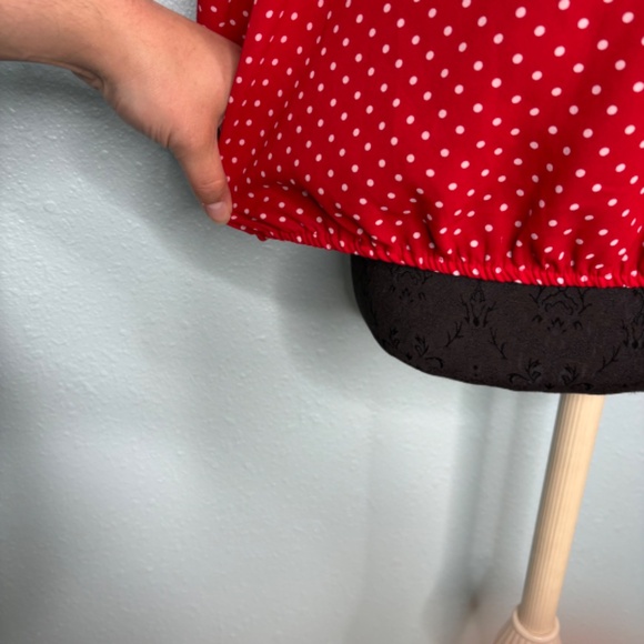 SOHO Jeans New York & Company Jeans Red White Polka Dot Blouse - Picture 6 of 12